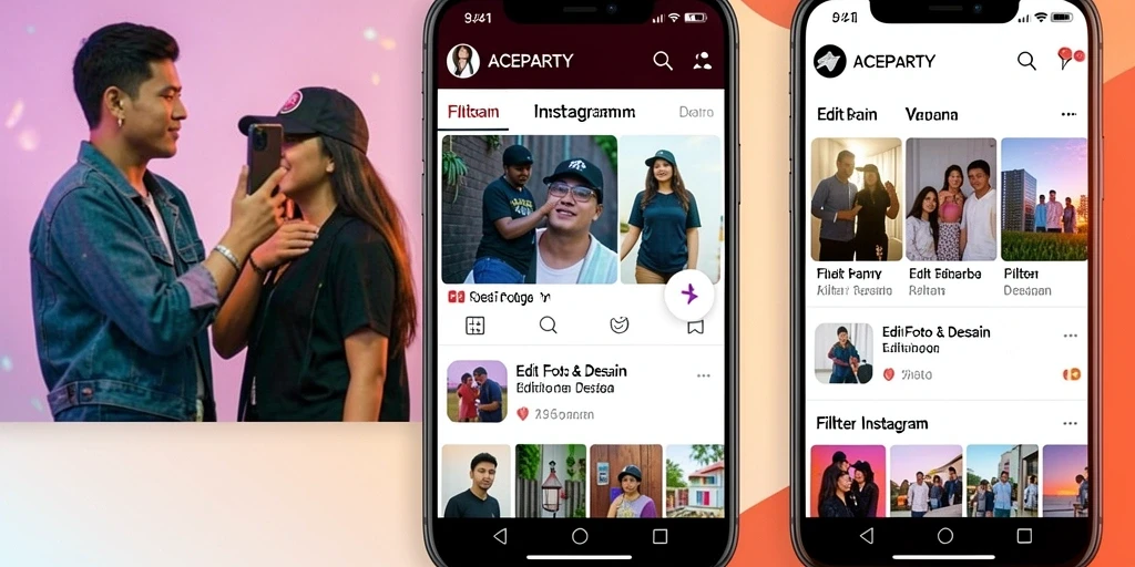 Antarmuka pengguna ACEPARTY yang intuitif dan menarik untuk filter Instagram.