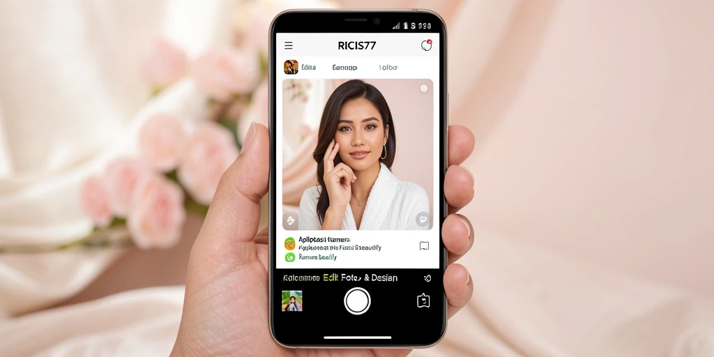 Antarmuka RICIS77 yang memudahkan pengeditan foto dengan fitur Kamera Beautify.